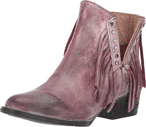 LD WINE STUDS & FRINGES BOOTIE ROUND TOE Q5092