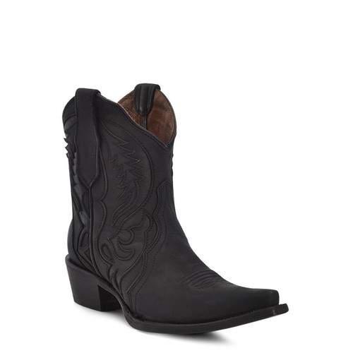 LD BLACK EMBROIDERY & INLAY ANKLE BOOT L6090