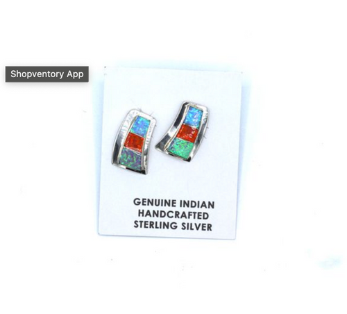 Navajo Handmade Opal Earrings-Norvin Johnson