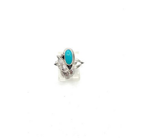 Navajo Handmade Kingman Turquoise Ring - Robert Martinez