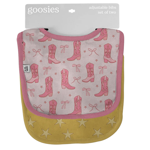 Cowgirl Boots & Bows Bib Set