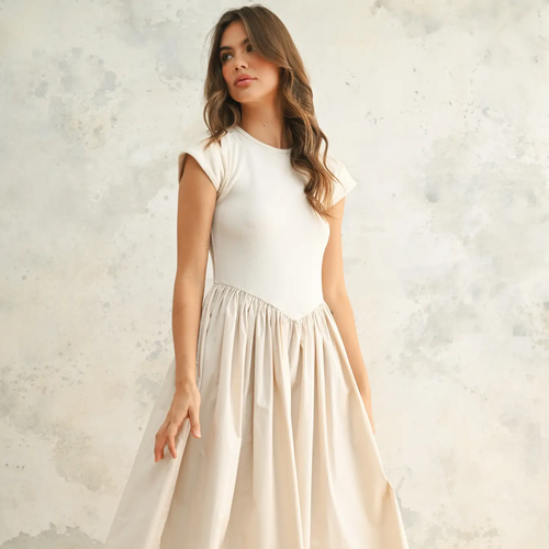 Rib and Woven Skirt Combo Dress