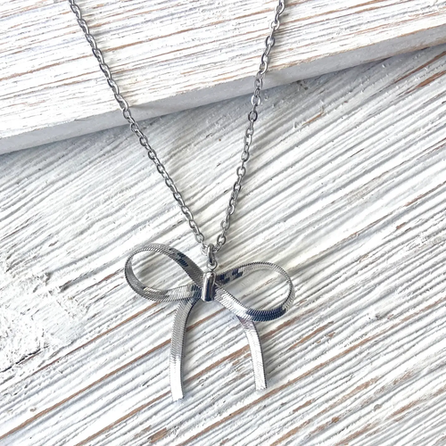 Bow Necklace Slip Knot Trendy Jewelry SILVER
