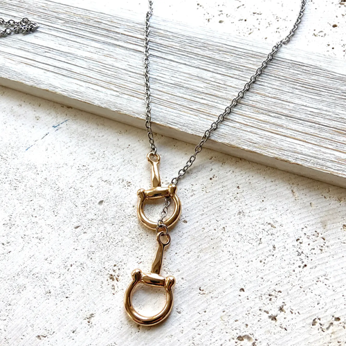 Horse Bit Necklace Equestrian Jewelry, Derby Stirrup