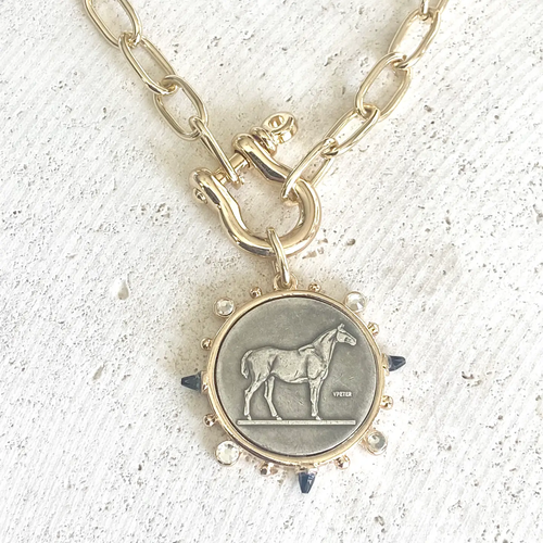 Horse Coin Shackle Necklace  Equestrian Derby  Jewelry