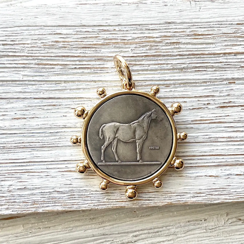 Coin Necklace French Medallion Jewelry  Boutique Salon