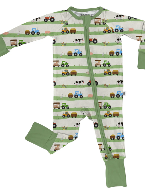 Farm Stripes - Zip Convertible Pajamas