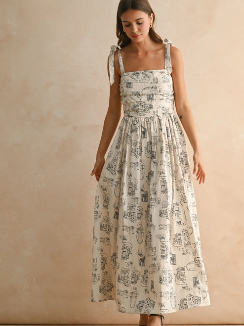 Town Print Long Dress
