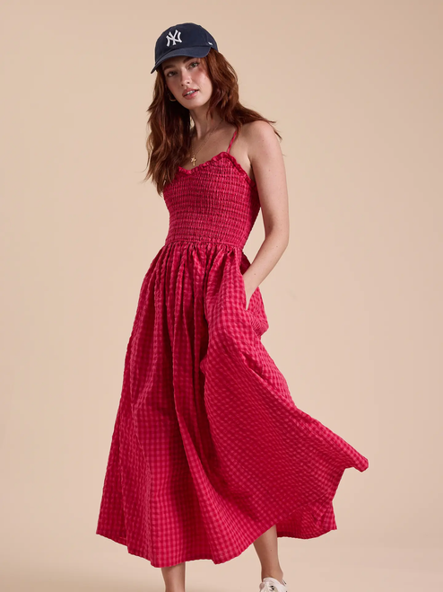 Gingham Print Long Dress
