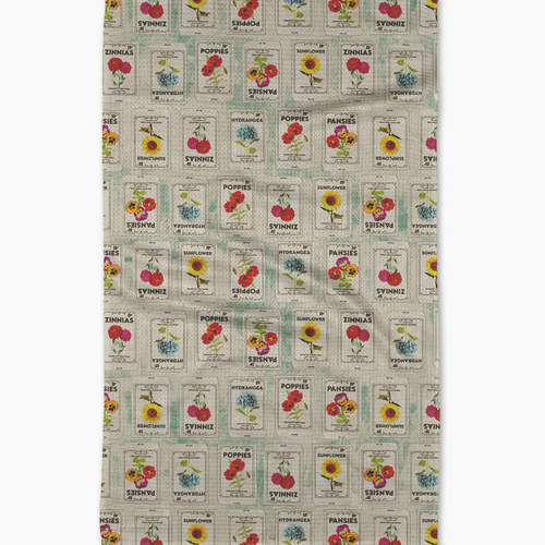 Flower Seed Packs Tea Towel