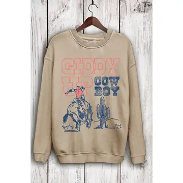 Giddy Up Cowboy Mineral Sweatshirt - Mineral Taupe