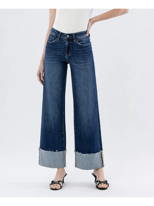High Rise Cuffed Wide Leg Jeans | Cosmos