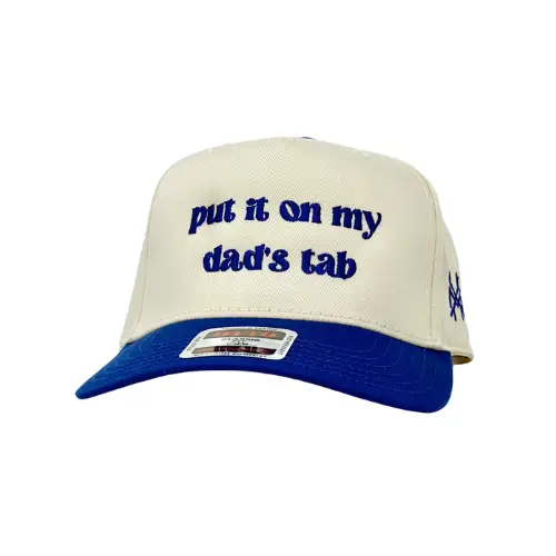 Put It On My Dad's Tab Trucker Hat - ROYAL BLUE