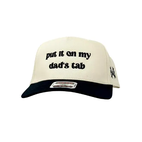 Put It On My Dad's Tab Trucker Hat - BLACK