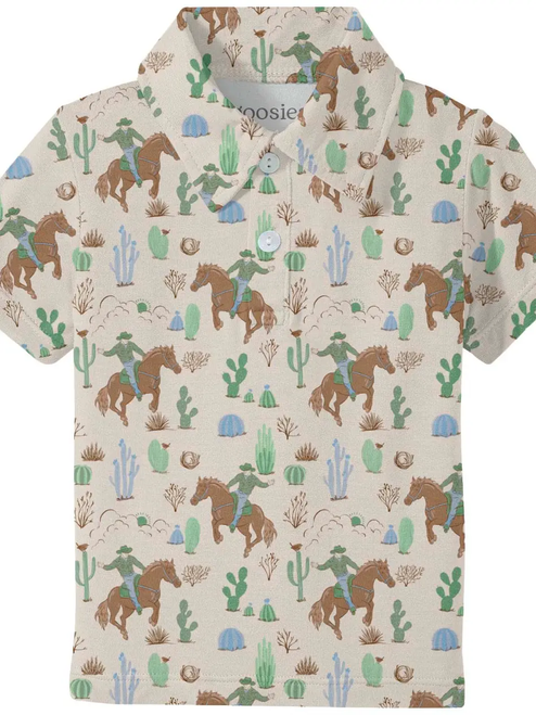 Saddle Up, Cowboy Toile - Short Sleeve Polo Shirt