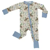 Saddle Up, Cowboy Toile - Long Sleeve Convertible Zip Pjs