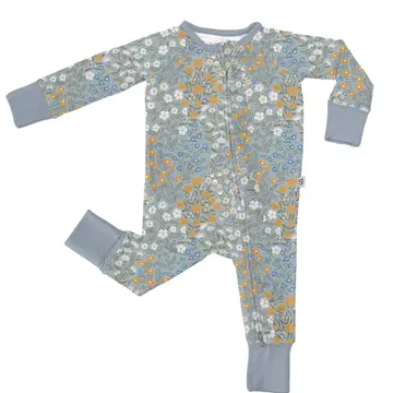 Blue Meadow - Long Sleeve Convertible Zip Pajamas