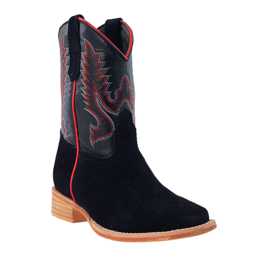 R. Watson Kid's Black Rough Out / Black Cowhide