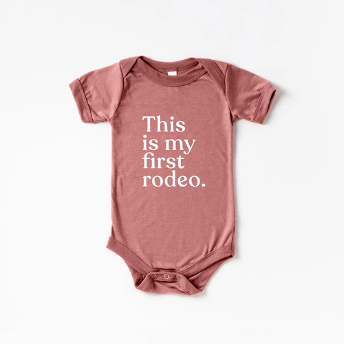 This Is My First Rodeo Modern Baby Bodysuit • Mauve Outfit SHORT SLEEVE