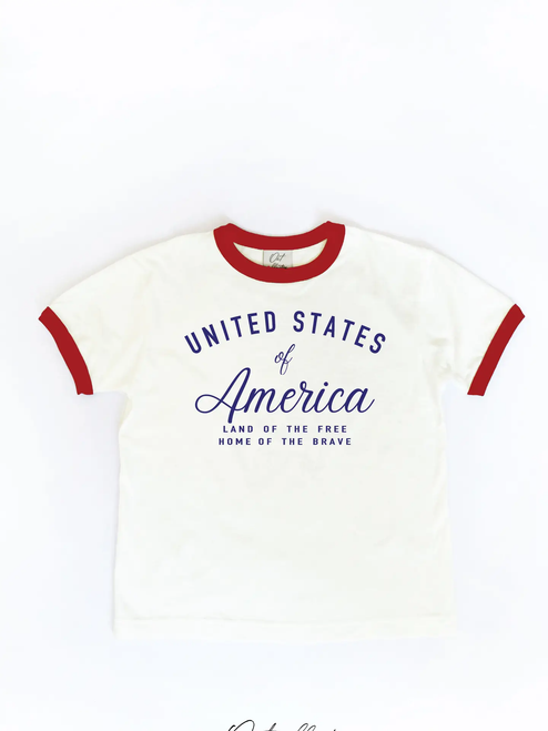 United States of America Toddler Ringer Graphic Top - RED
