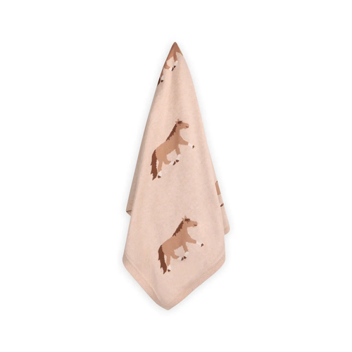 Pony Snuggles - Organic Cotton Jacquard Knit Baby Blanket