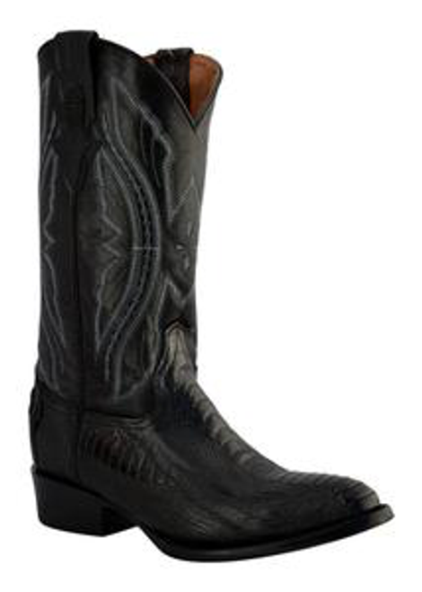 Men's Ostrich Leg R-Toe Black
