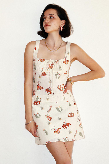 WESTERN PRINT BUSTIER TOP