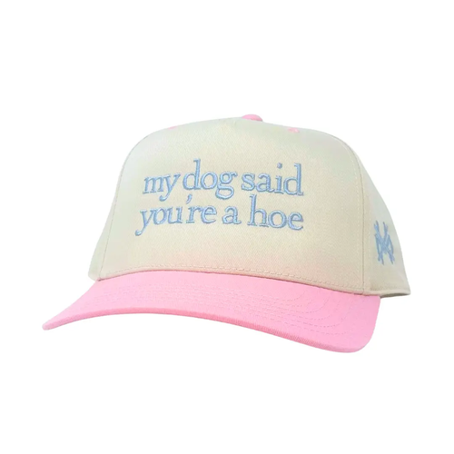 My Dog Said You're A Hoe Trucker Hat - PINK/NATUAL OTTO