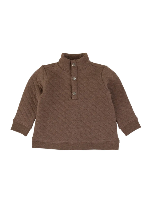 Boys Heather Carafe Quilted Quarter Snap Sweatshirt - Brown