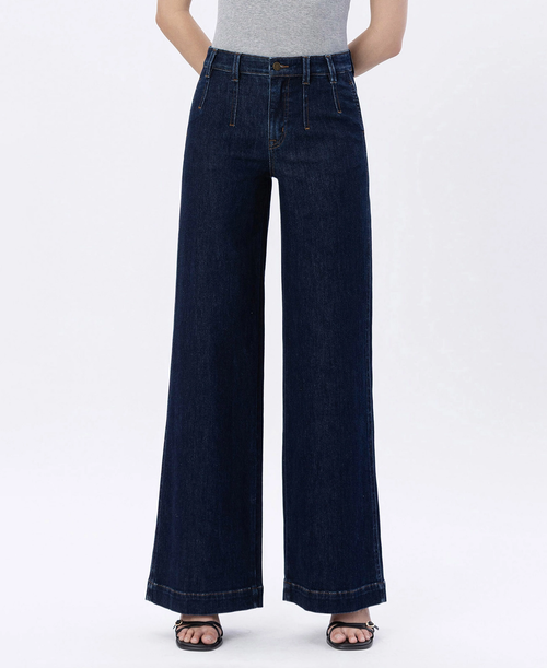 High Rise Dart Detail Wide Leg Jeans F6217