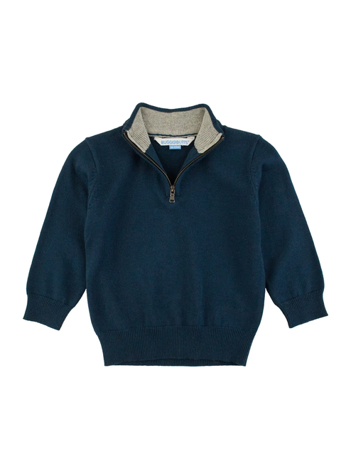 Boys Dark Navy Quarter-Zip Sweater - Navy