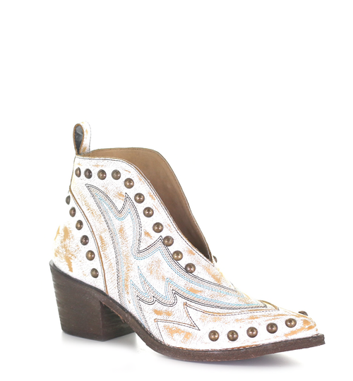 LD WHITE STUDS BOOTIE J TOE Q0167