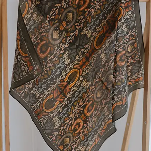 Western Harvest in Deep Juniper Silk Wild Rag Scarf