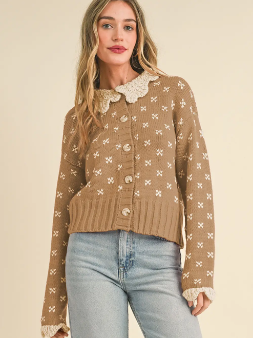 Doll Collar Sweater - TAUPE