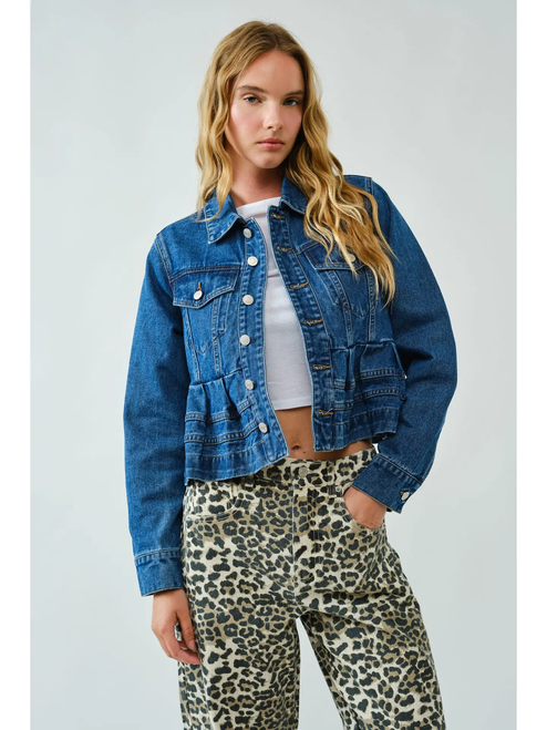 Lovely Peplum Denim Jacket