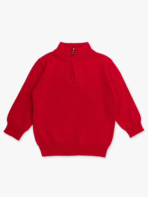 Boys Red Quarter-Zip Sweater - Red