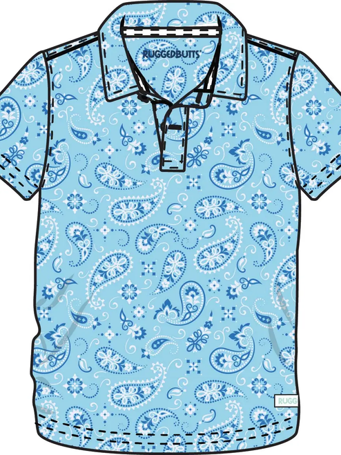 Boys Blue Western Bandana Knit Short Sleeve Performance Polo