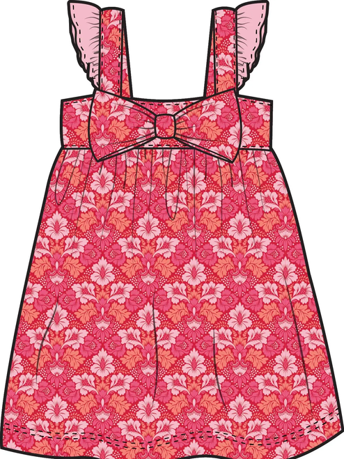 Girls Wildflower Rodeo Cotton Gauze Flutter Bow Woven Dress