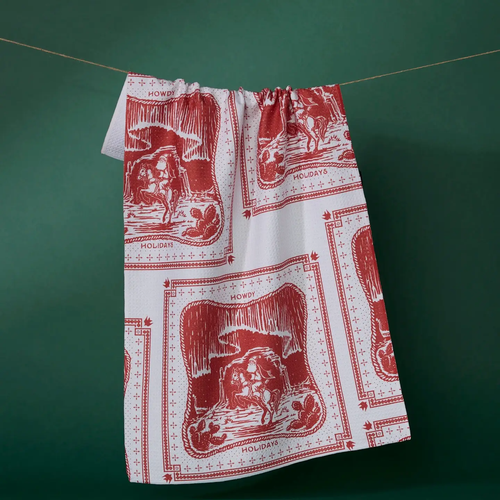 Cowboy Christmas Tea Towel