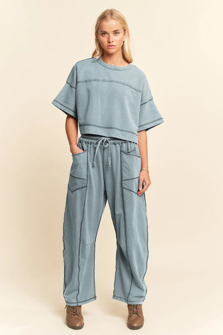 Mineral Washed Exposed Barrel Pants Set