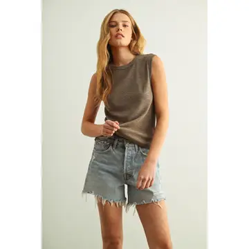 Sleeveless Cotton Top - Olive