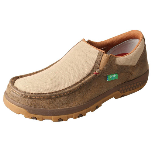 MENS SLIP ON DRIVING MOC - BOMBER/KHAKI MXC0004