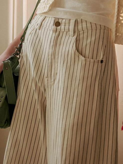 Pinstriped Pattern Barrel Pants