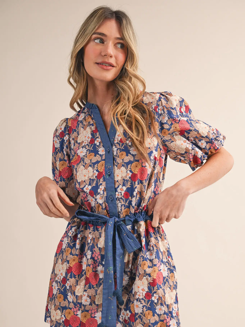 Bubble Sleeve Floral Print Romper - CREAM PINK FLORAL