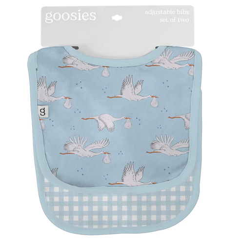 Bib Set - Blue Storks/Gingham