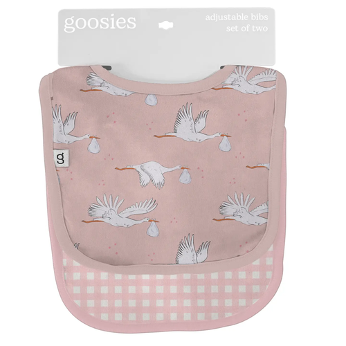 Bib Set - Pink Storks/Gingham