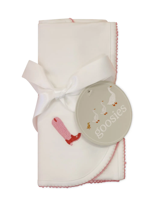 Pip Embroidered Blanket - Pink Boot
