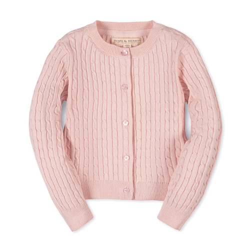 Organic Classic Cable Cardigan - PINK