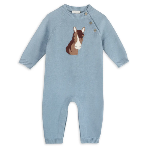 Horse Face Jacquard Knit Baby Jumpsuit (Organic Cotton)