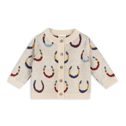 Horse Shoe Jacquard Knit Baby Cardigan (Organic Cotton)
